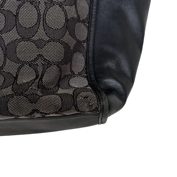 Coach Turnlock Signature Jacquard Monogram Black Gray Tote - Picture 2 of 12